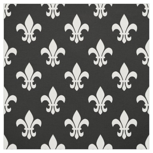 Black, White Fleur De Lis Pattern Fabric