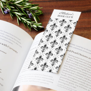 Black, white fleur-de-lis seamless pattern bookmarks
