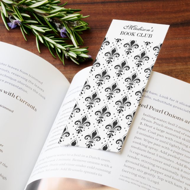 Black, white fleur-de-lis seamless pattern bookmarks (Book)