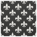  Black White Fleur-de-lis Textile Fabric