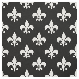  Black White Fleur-de-lis Textile Fabric