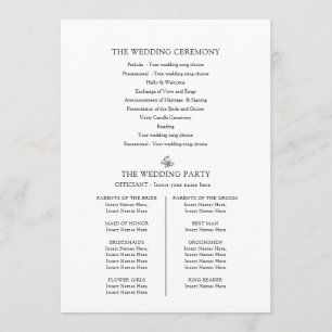 Black white fleur de lis wedding thanks program