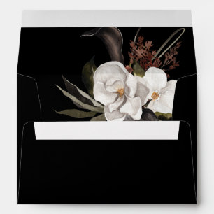 Black & White Floral 5 - Black All Over Envelope