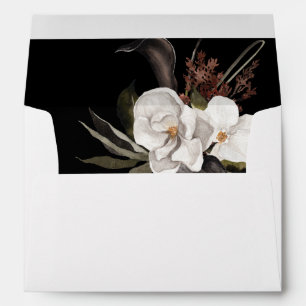 Black & White Floral 5 - Black Envelope