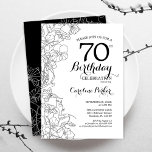 Black White Floral 70th Birthday Party Invitation<br><div class="desc">Black White Floral 70th Birthday Party Invitation. Minimalist modern design featuring botanical outline drawings accents and typography script font. Simple trendy invite card perfect for a stylish female bday celebration. Can be customised to any age. Printed Zazzle invitations or instant download digital printable template.</div>
