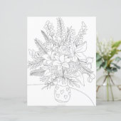 Black white floral bouquet coloring illustration (Standing Front)
