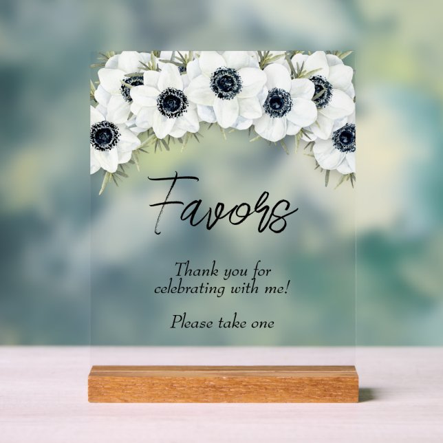 Black White Floral Bridal Shower Favors Acrylic Sign (Neutral)