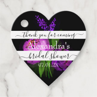 Black & White Floral Bridal Shower Thank You Favor Tags