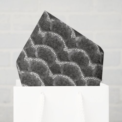 Black White Floral Bridal Shower Tissue Paper