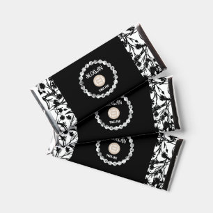 Black & White Floral Business Logo, Promotional Hershey Bar Favors