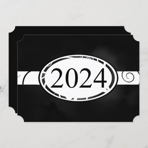 Black  White Floral Button 2024 Graduation Party Invitation