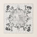 Black & White Floral Coat Of Arms Scarf<br><div class="desc">A coat of arms scarf in black and white tones.</div>