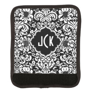 Black & White Floral Damask 6 Pattern Luggage Handle Wrap