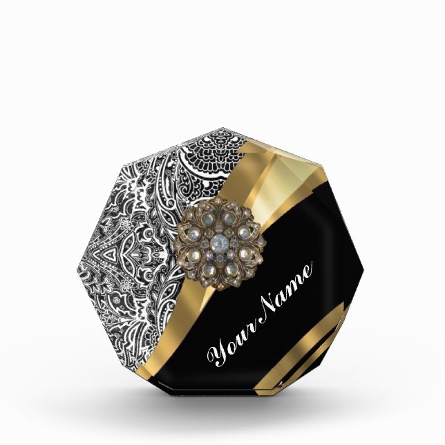 Black & white floral damask pattern award (Front)