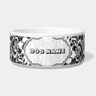 Black & White Floral Damasks 4-Monogramed Bowl