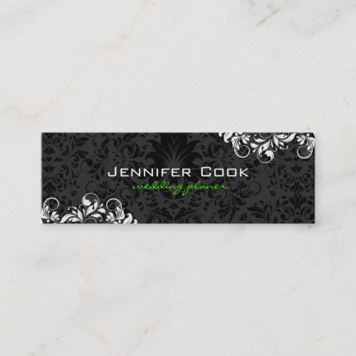 Black &amp; White Floral Damasks 4 Wedding Planner Business Card Template