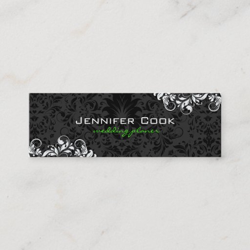 Customizable Black &amp; White Floral Damasks 4 Wedding Planner Business Card Template
