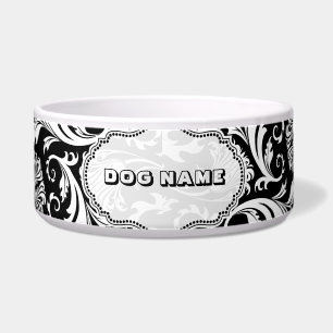 Black & White Floral Damasks 5-Monogramed Bowl