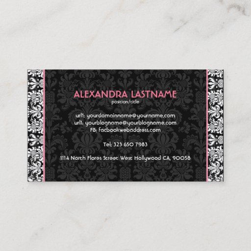Customizable Black &amp; White Floral Damasks Customized Business Cards