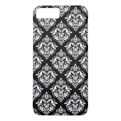 Black  White Floral Damasks Geometric Pattern iPhone 8 Plus7 Plus Case