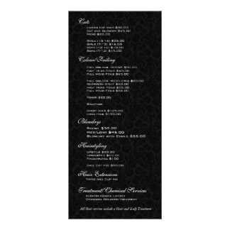 Black & White Floral Damasks Hairstylist Services Rack Card