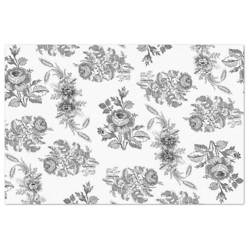 Black  White Floral Decoupage sheet