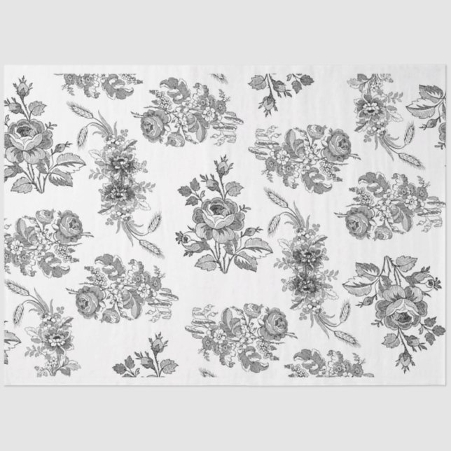 Black & White Floral Decoupage sheet (Front)
