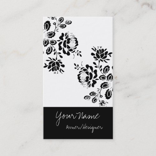 Black/White Floral Design Business Cards