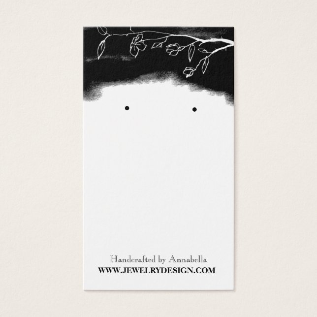 Black White Floral Earring Holder Custom Jewelry (Front)