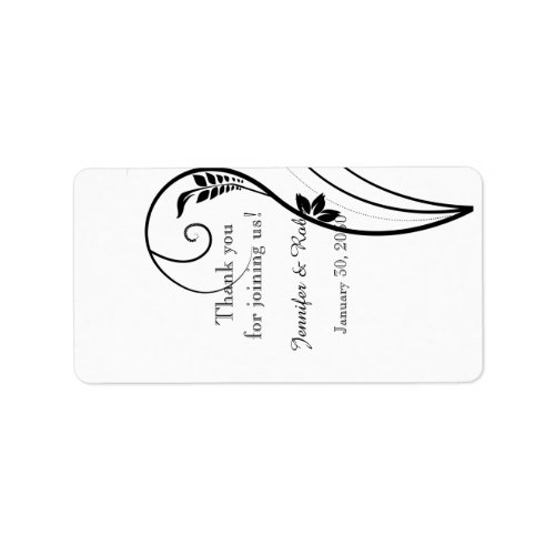 Black White Floral Elegance Wedding Lip Balm Label