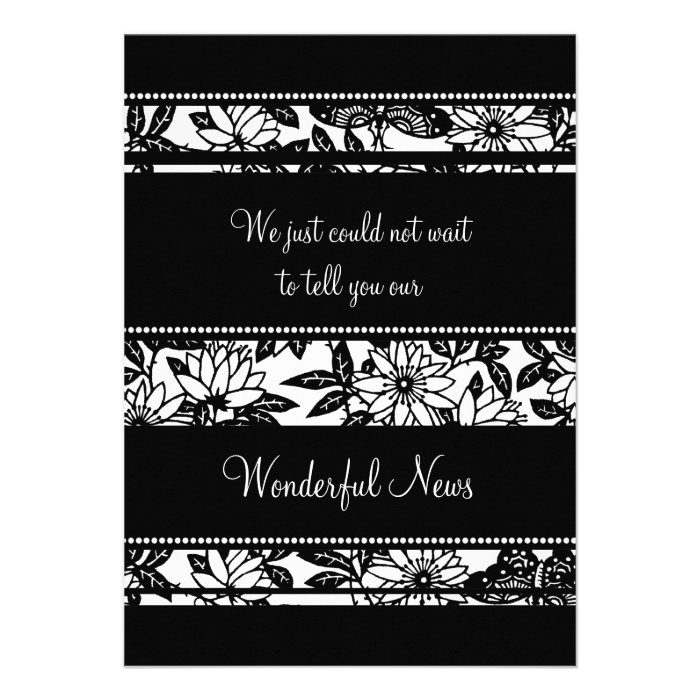 Black White Floral Elopement Announcement Cards