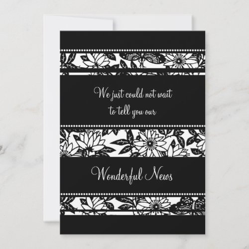 Black White Floral Elopement Announcement Cards