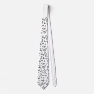 Black & White Floral Father's  Neck Tie