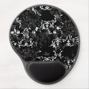 Black & White Floral Goth Gel Mouse Pad