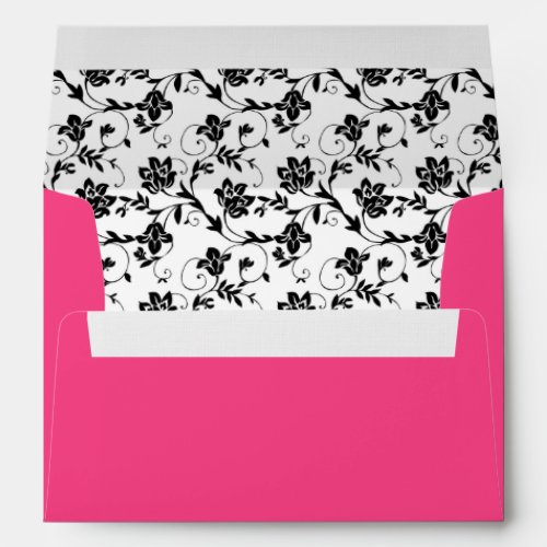 Black White Floral Hot Pink A7 Envelope