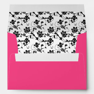 Black White Floral Hot Pink A7 Envelope