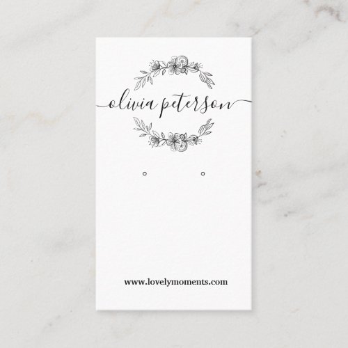 Black White Floral jewelry earring display card