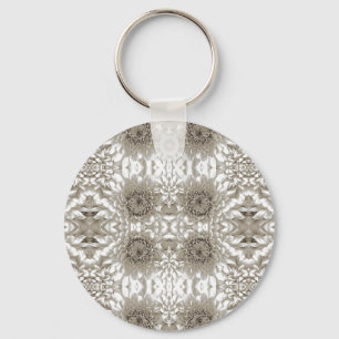black white floral keychain metal charm
