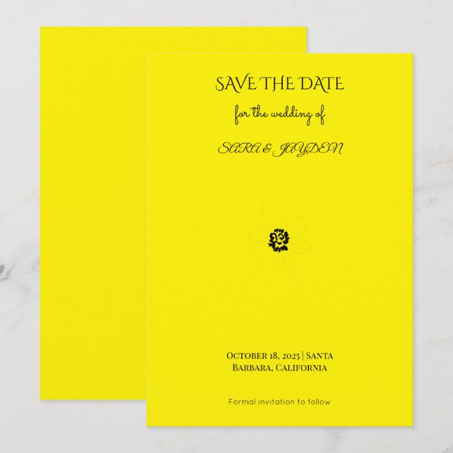 Black & White Floral Line Art – Clipart Design Save The Date (Front/Back)