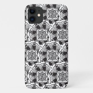 Black White Floral Mandala Abstract iPhone 11 Case