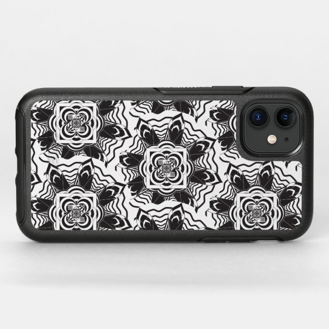 Black White Floral Mandala Abstract iPhone 11 Case