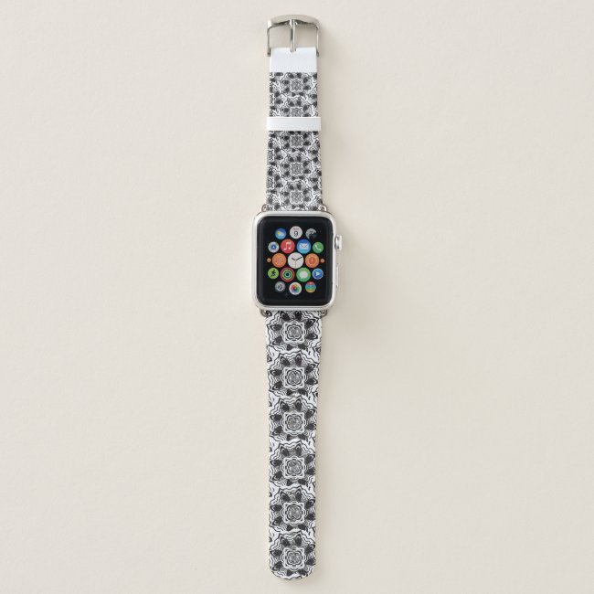 Black White Floral Mandala Apple Watch Band