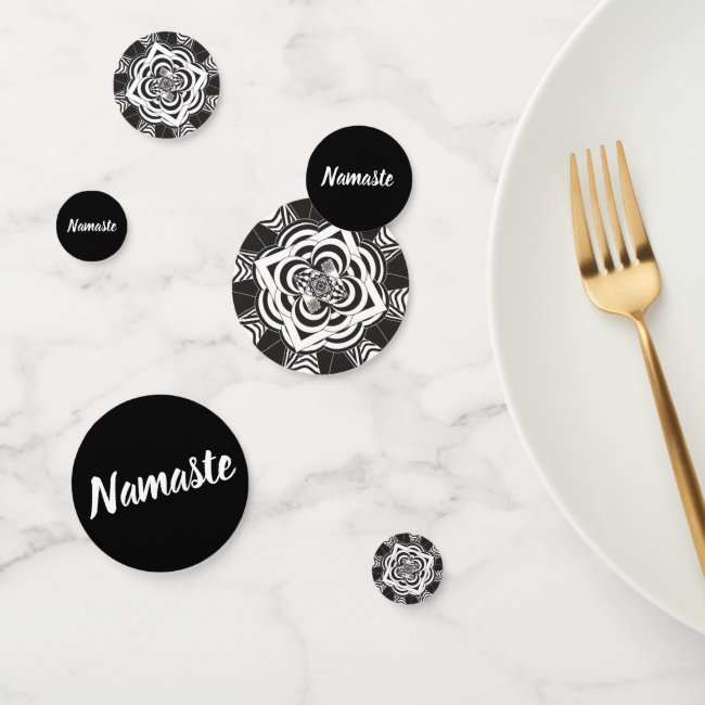 Black White Floral Mandala Namaste Table Confetti
