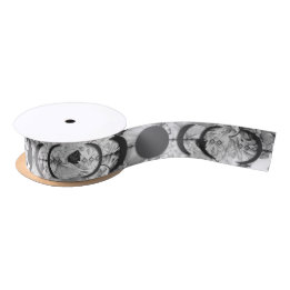 Black & White Floral Moon Phase Handfasting Satin Ribbon