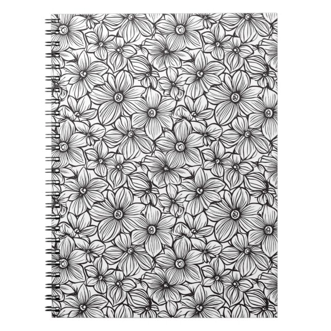 Black White Floral Notebook (Front)