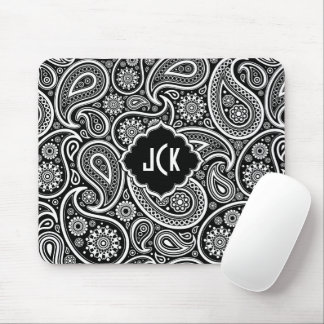 Black & White Floral Paisley Pattern Mouse Pad