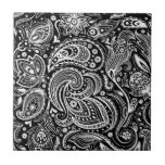 Black &amp; White Floral  Paisley Pattern Tile