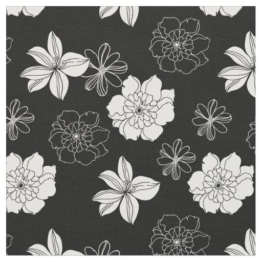 Black & White Floral Pattern Fabric