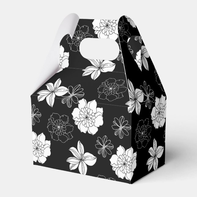 Black & White Floral Pattern  Favor Boxes (Front Side)