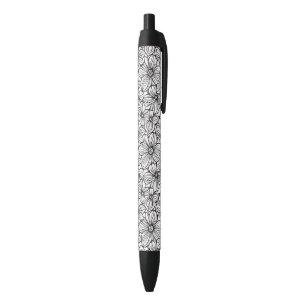 Black White Floral Pen